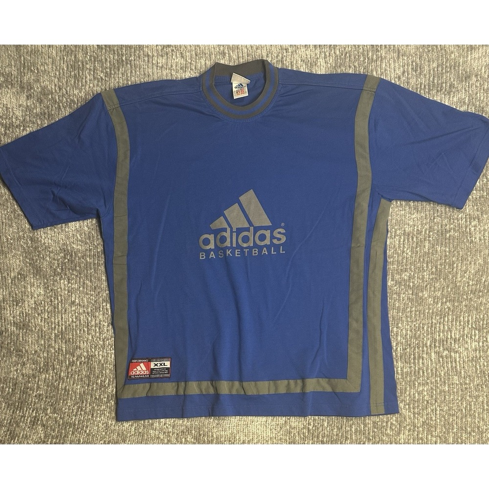 Adidas Basketball Teamwear Shooting Shirt XXL Blue Gray Y2K Warm Up Tee